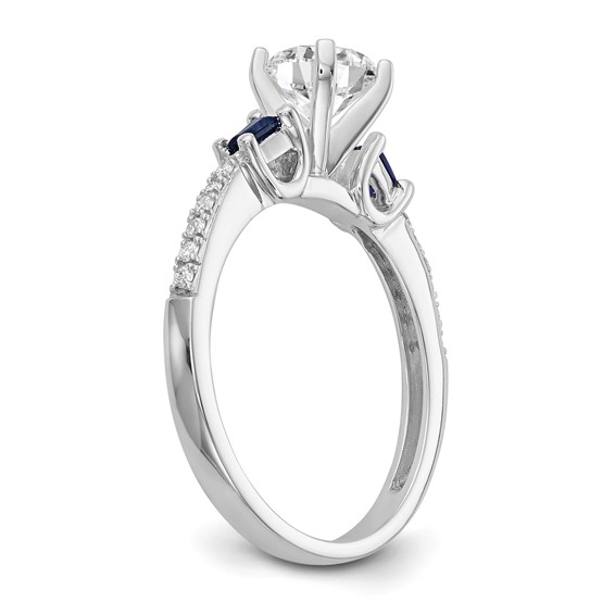 3 Stone Peg Set Semi-Mount Sapphire Engagement Rings