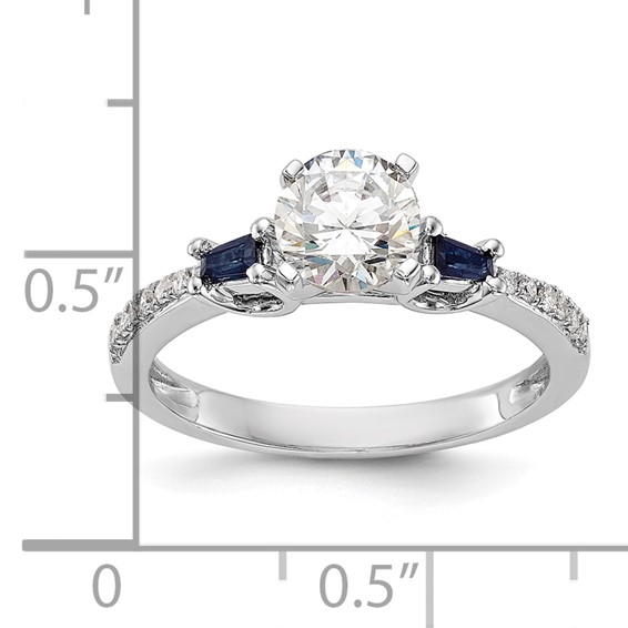 3 Stone Peg Set Semi-Mount Sapphire Engagement Rings