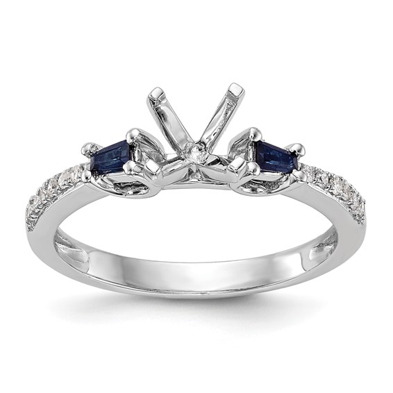 3 Stone Peg Set Semi-Mount Sapphire Engagement Rings