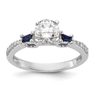 3 Stone Peg Set Semi-Mount Sapphire Engagement Rings