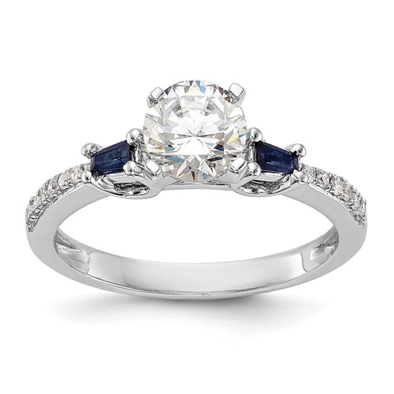 3 Stone Peg Set Semi-Mount Sapphire Engagement Rings