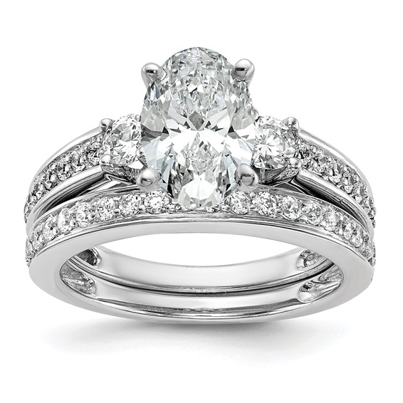 3 Stone Peg Set Semi-Mount Engagement Rings