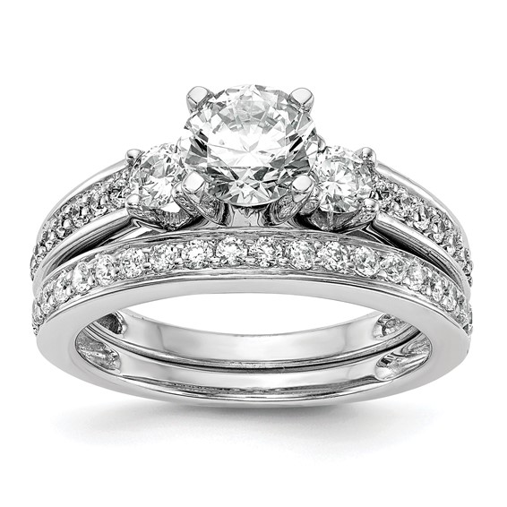 3 Stone Peg Set Semi-Mount Engagement Rings
