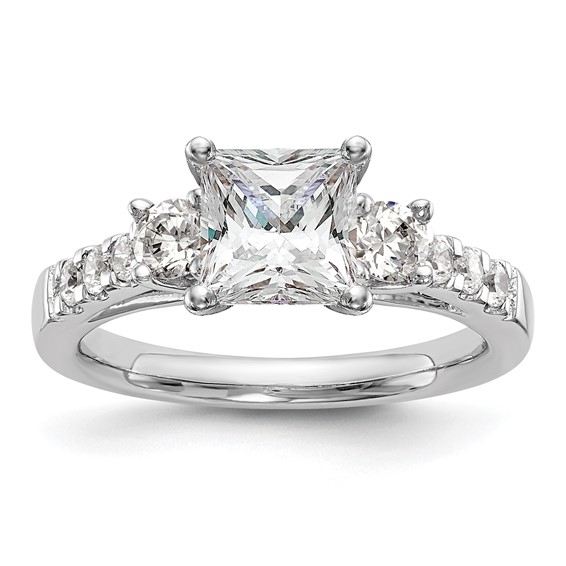 3-Stone Peg Set Semi-mount Engagement Rings