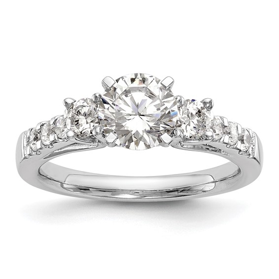 3-Stone Peg Set Semi-mount Engagement Rings