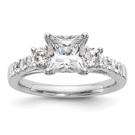 3-Stone Peg Set Semi-mount Engagement Rings
