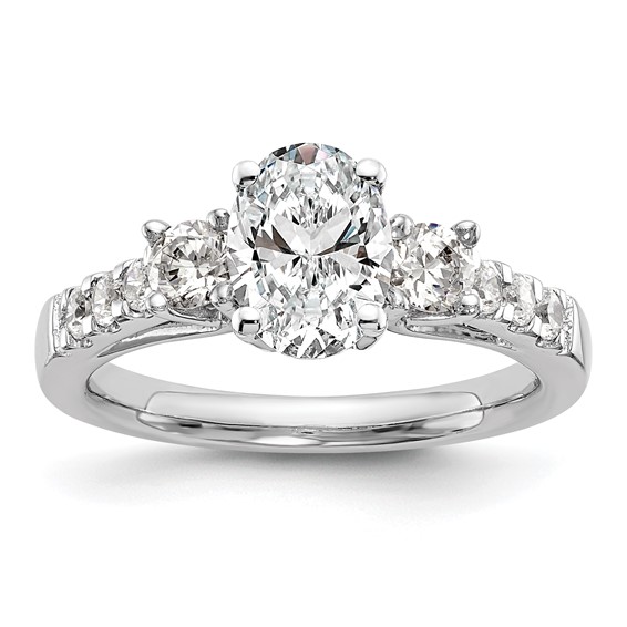 3-Stone Peg Set Semi-mount Engagement Rings
