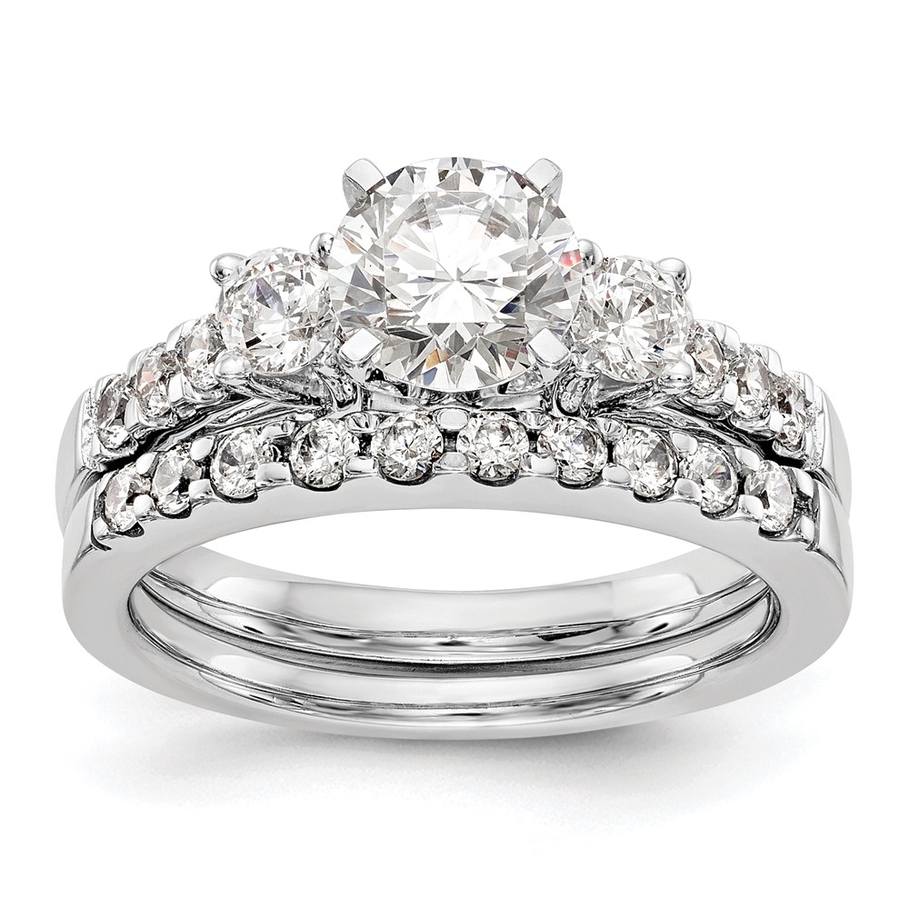 14k White Gold 1/5 carat Lab Grown Diamond VS/SI+ G+ Semi Mount Peg Set Engagement Ring (RM3031E-P/048-7WLG)