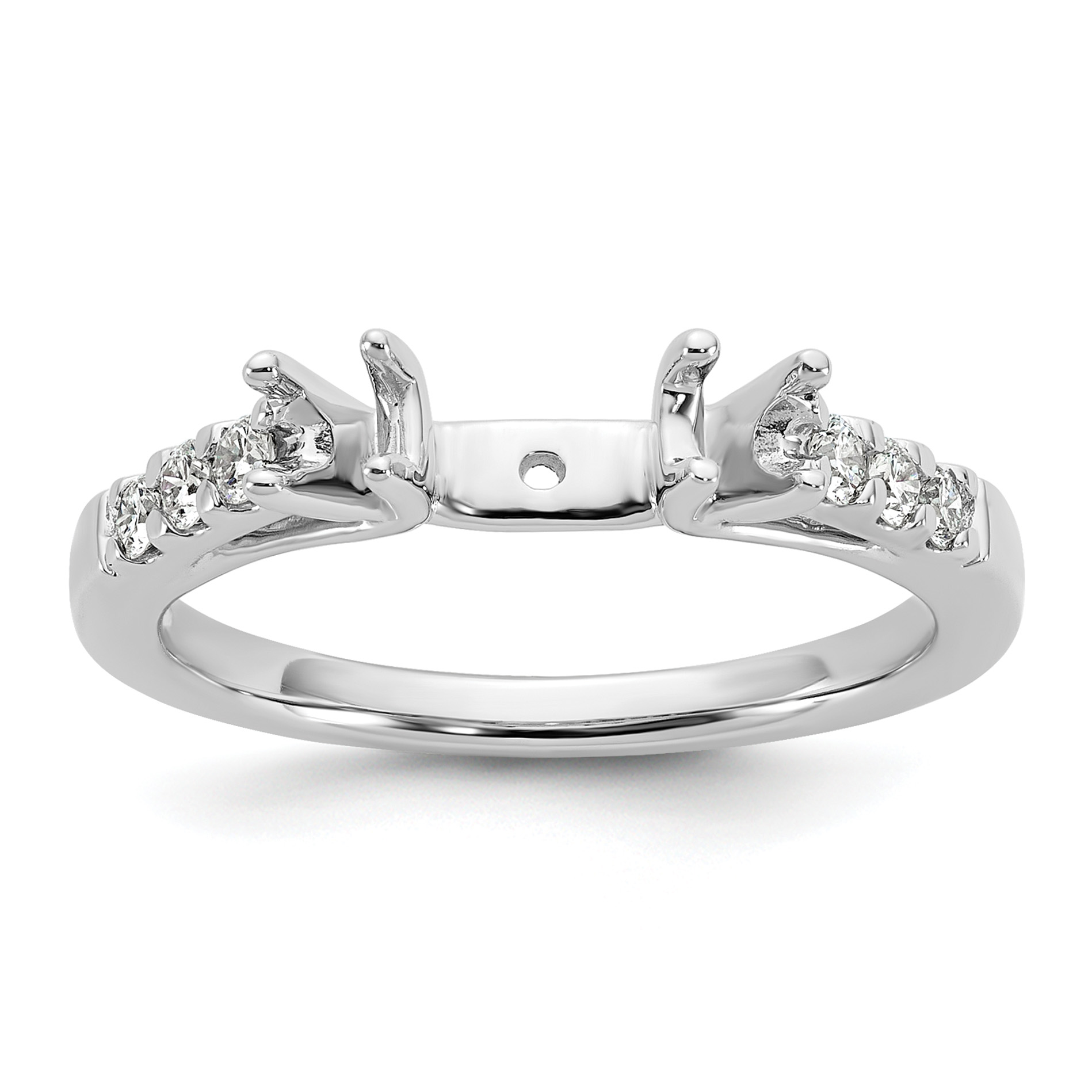 14k White Gold 1/5 carat Lab Grown Diamond VS/SI+ G+ Semi Mount Peg Set Engagement Ring (RM3031E-P/048-7WLG)