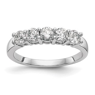 14K White Gold 5-Stone Diamond Wedding Band Mounting