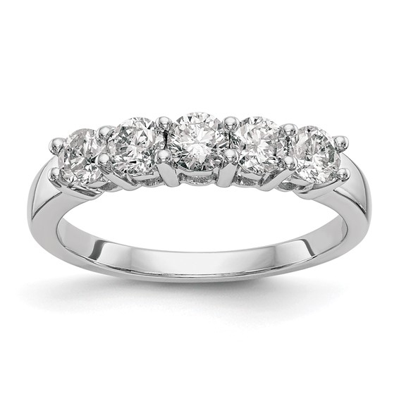 14K White Gold 5-Stone Diamond Wedding Band Mounting
