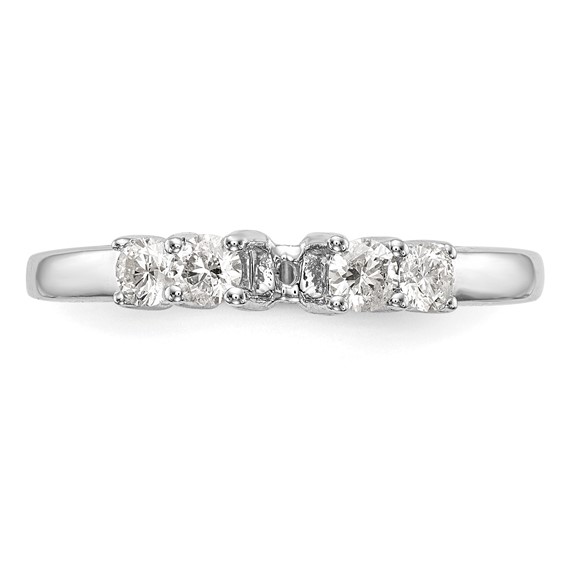 14K White Gold 5-Stone Peg Set Center (Holds (2-2.8mm/2-2.7mm) Round Sides) Engagement Ring Mounting