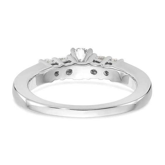 14K White Gold 5-Stone Peg Set Center (Holds (2-2.8mm/2-2.7mm) Round Sides) Engagement Ring Mounting