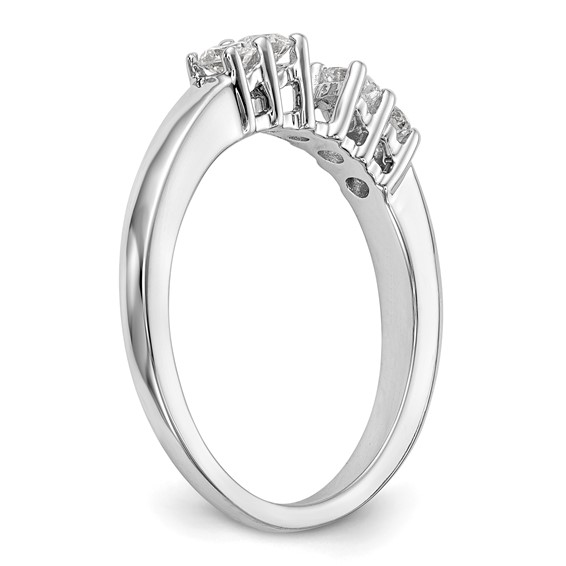 14K White Gold 5-Stone Peg Set Center (Holds (2-2.8mm/2-2.7mm) Round Sides) Engagement Ring Mounting