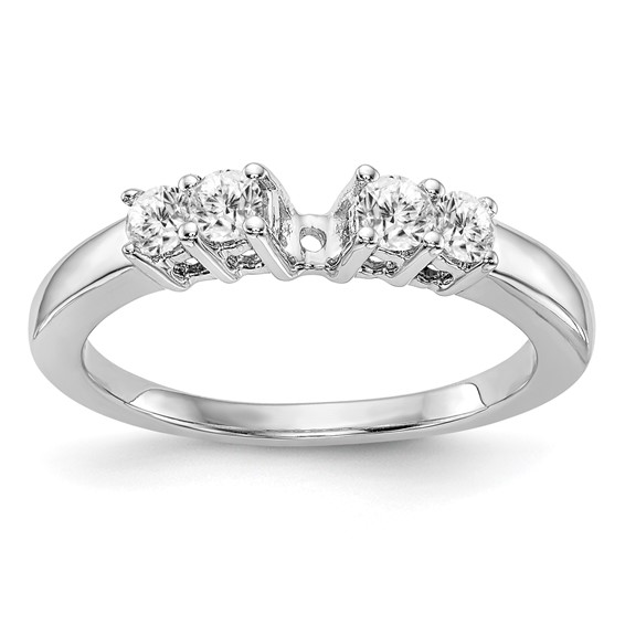 14K White Gold 5-Stone Peg Set Center (Holds (2-2.8mm/2-2.7mm) Round Sides) Engagement Ring Mounting