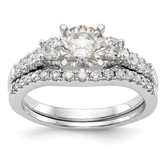 3 Stone Peg Set Semi-Mount Engagement Rings