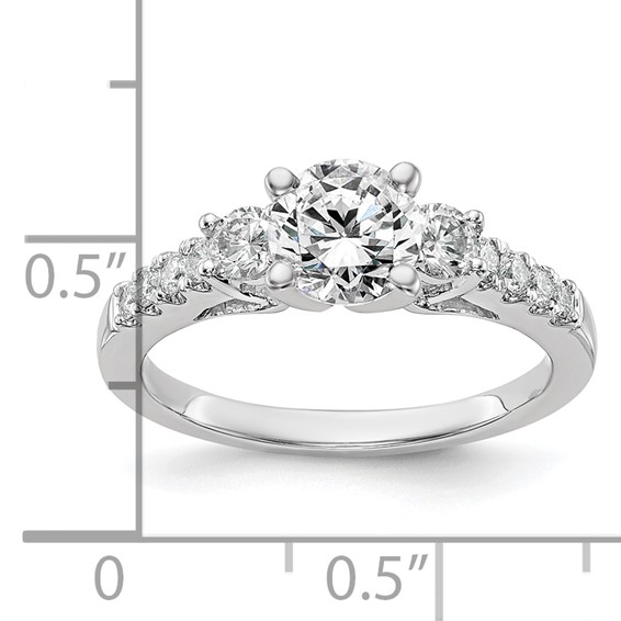 3 Stone Peg Set Semi-Mount Engagement Rings