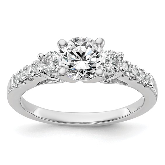 3 Stone Peg Set Semi-Mount Engagement Rings