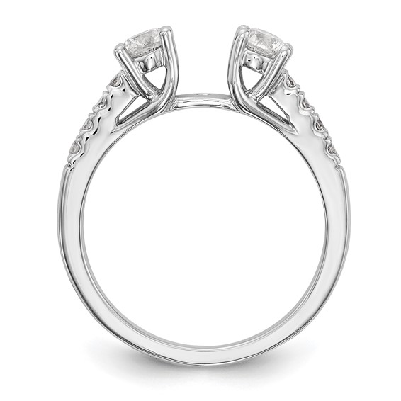 14K White Gold 3-Stone Plus Peg Set Center (Holds (2-3.9mm) Round Sides) Engagement Ring Mounting