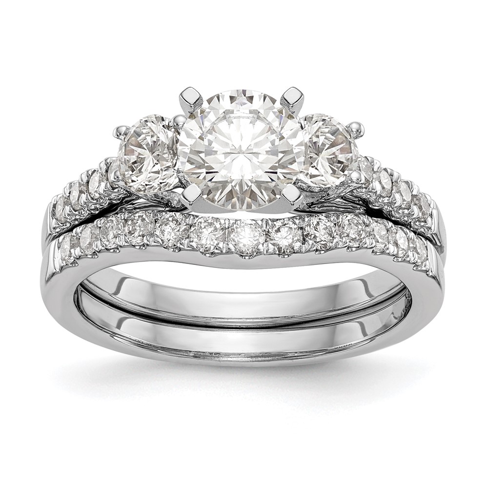 14k White Gold 1/6 carat Lab Grown Diamond VS/SI+ G+ Semi Mount Peg Set Engagement Ring (RM3040E-P/062-7WLG)