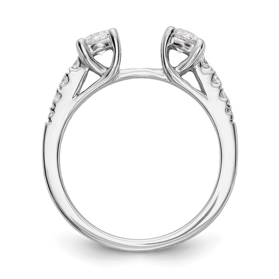14K White Gold 3-Stone Plus Peg Set Center (Holds (2-4.00mm) Round Sides) Engagement Ring Mounting