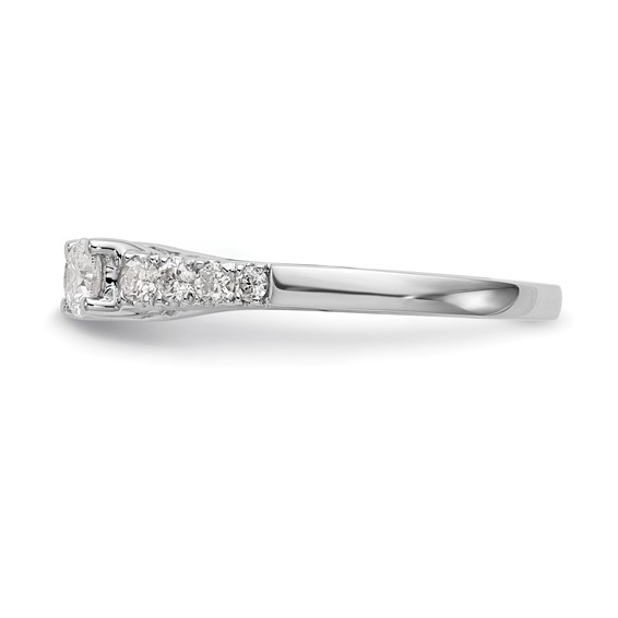14K White Gold 3-Stone Plus Peg Set Center (Holds (2-4.00mm) Round Sides) Engagement Ring Mounting