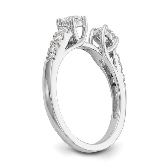 14K White Gold 3-Stone Plus Peg Set Center (Holds (2-4.00mm) Round Sides) Engagement Ring Mounting