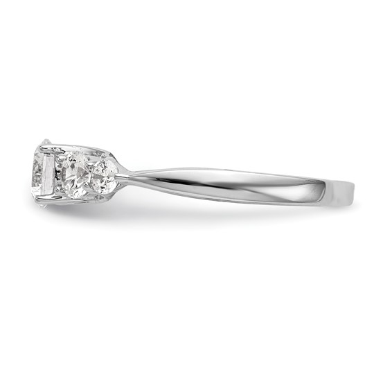 14K White Gold 5-Stone (Holds 1/2 carat (5.2mm) Round Center and (2-3.6/2-2.6) Round Sides) Engagement Ring Mounting