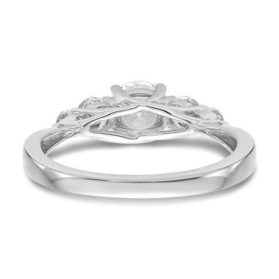 14K White Gold 5-Stone (Holds 1/2 carat (5.2mm) Round Center and (2-3.6/2-2.6) Round Sides) Engagement Ring Mounting