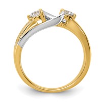 14K Two-tone 0.62 Carat Lab Grown Diamond VS SI+ G+ Semi Mount Peg Set Engagement Ring view 2