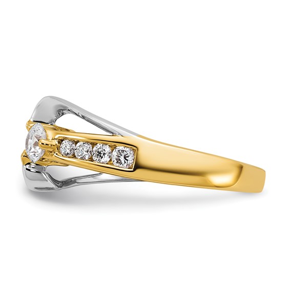 14k Two-tone 5/8 carat Lab Grown Diamond VS/SI+ G+ Semi Mount Peg Set Engagement Ring