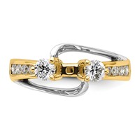 14K Two-tone 0.62 Carat Lab Grown Diamond VS SI+ G+ Semi Mount Peg Set Engagement Ring view 4