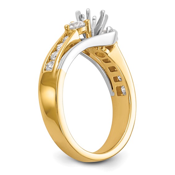 14k Two-tone 5/8 carat Lab Grown Diamond VS/SI+ G+ Semi Mount Peg Set Engagement Ring