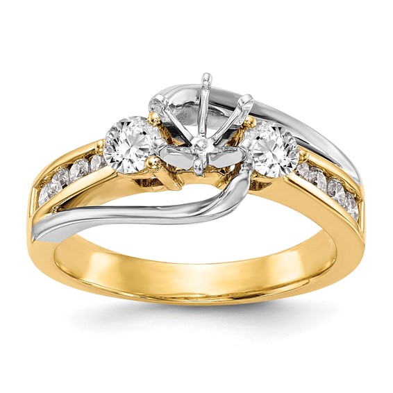14k Two-tone 5/8 carat Lab Grown Diamond VS/SI+ G+ Semi Mount Peg Set Engagement Ring