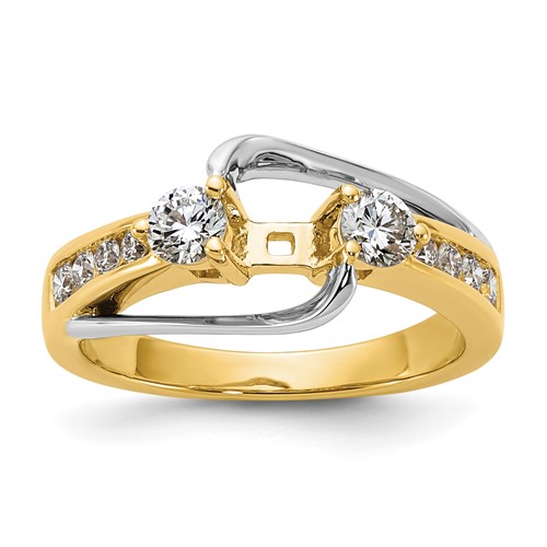 14K Two-tone 0.62 Carat Lab Grown Diamond VS SI+ G+ Semi Mount Peg Set Engagement Ring