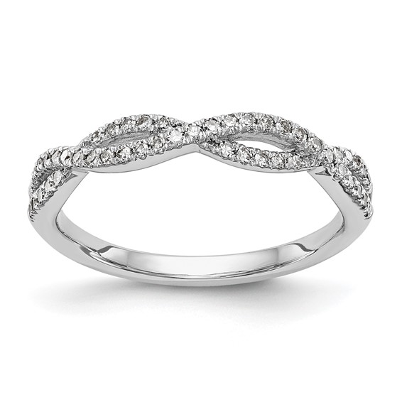 14K White Gold 1/4 carat Twist Diamond Complete Wedding Band