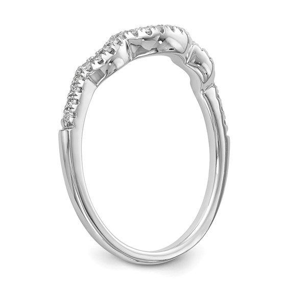 14K White Gold 1/8 carat Diamond Contoured Complete Wedding Band