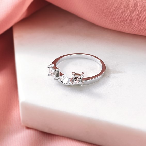 14K White Gold 1/2 carat Princess Diamond Complete Wrap Ring