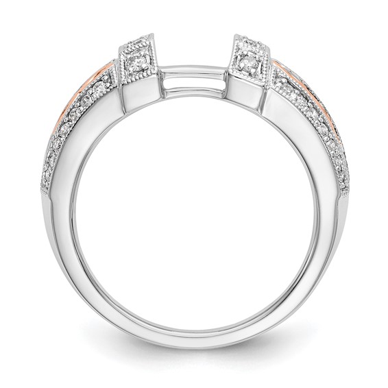 14K White Gold and Rose Gold 1/4 carat Diamond Complete Wrap Ring