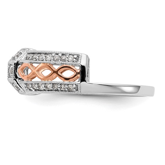 14K White Gold and Rose Gold 1/4 carat Diamond Complete Wrap Ring