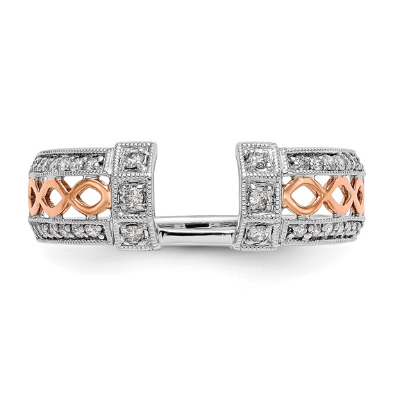 14K White Gold and Rose Gold 1/4 carat Diamond Complete Wrap Ring