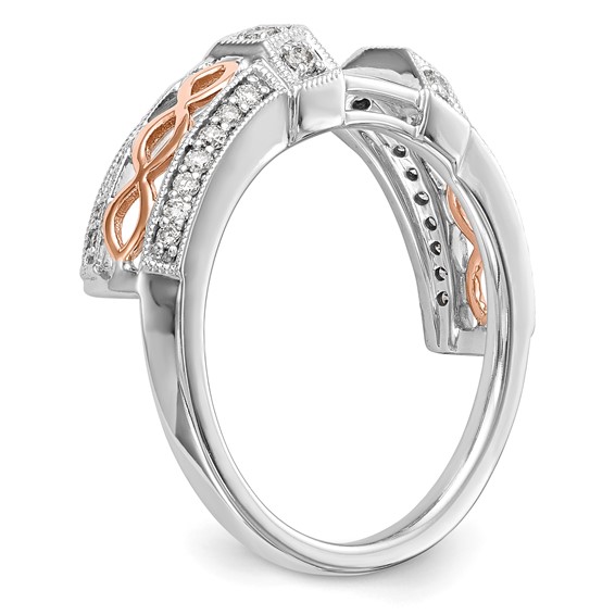 14K White Gold and Rose Gold 1/4 carat Diamond Complete Wrap Ring