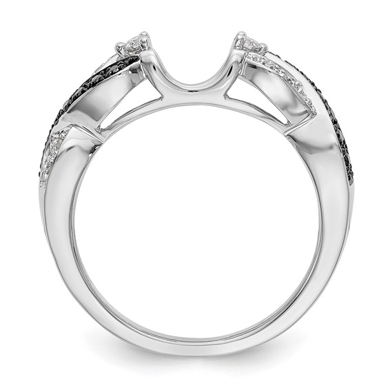 14K White Gold 1/5 carat Black and White Diamond Complete Wrap Ring