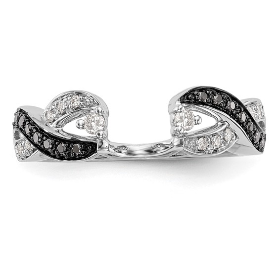 14K White Gold 1/5 carat Black and White Diamond Complete Wrap Ring