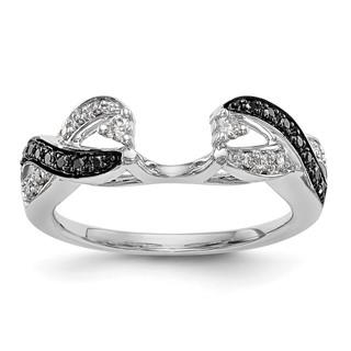 14K White Gold 1/5 carat Black and White Diamond Complete Wrap Ring