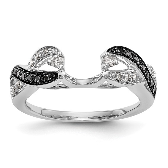 14K White Gold 1/5 carat Black and White Diamond Complete Wrap Ring