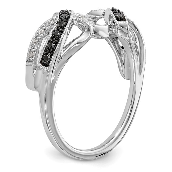 14K White Gold Black & White Diamond Wrap