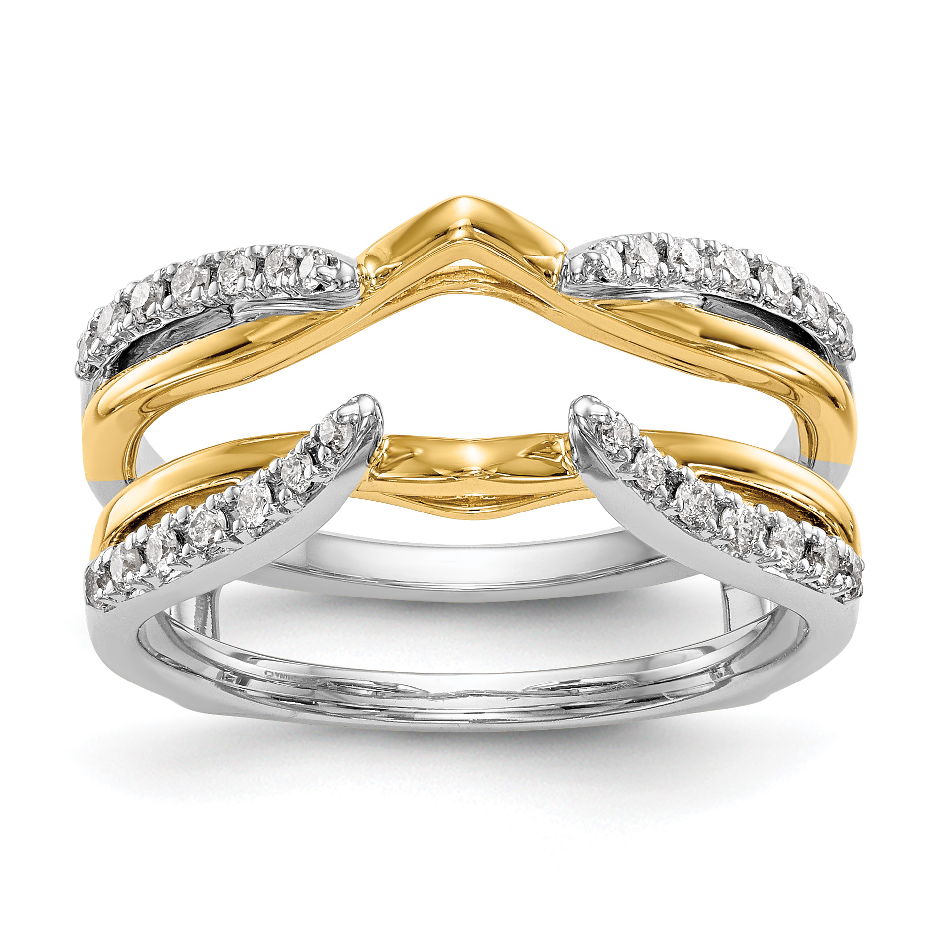 14k Two-tone 1/4 carat Lab Grown Diamond VS/SI+ G+ Complete Ring Guard (RM3098B-025-WYLG)