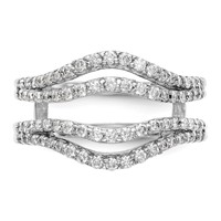 14K White Gold 0.62 Carat Lab Grown Diamond VS SI+ G+ Complete Double Row Ring Guard view 5