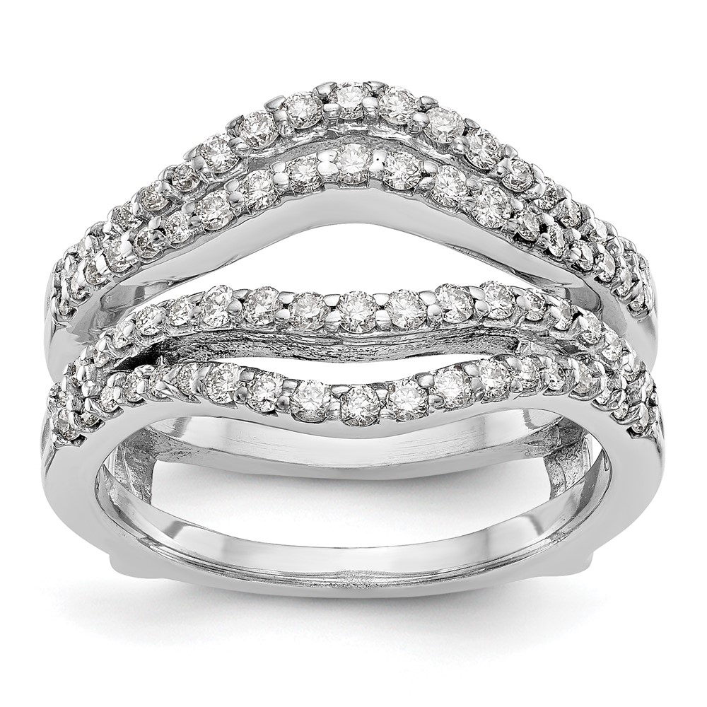 14K White Gold 0.62 Carat Lab Grown Diamond VS SI+ G+ Complete Double Row Ring Guard